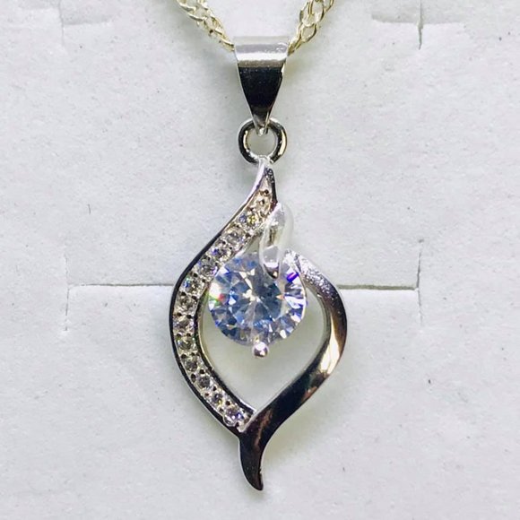 16" Gorgeous .75CT 5A CZ Platinum Plated S925 Sterling Silver Necklace - Picture 2 of 9